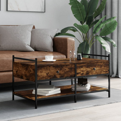 Berkfield Coffee Table Smoked Oak 99X50X50 Cm Engineered Wood - image 1