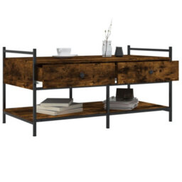 Berkfield Coffee Table Smoked Oak 99X50X50 Cm Engineered Wood - thumbnail 4