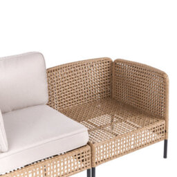 Wyld And Coco Evergarden Outdoor 2-Seater Beige Pe Rattan Sofa With Steel Frame And Removable Cushion Covers - thumbnail 8
