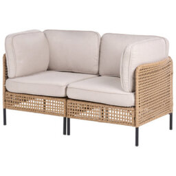Wyld And Coco Evergarden Outdoor 2-Seater Beige Pe Rattan Sofa With Steel Frame And Removable Cushion Covers - thumbnail 3