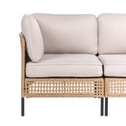 Wyld And Coco Evergarden Outdoor 2-Seater Beige Pe Rattan Sofa With Steel Frame And Removable Cushion Covers - thumbnail 6