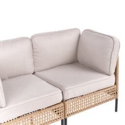 Wyld And Coco Evergarden Outdoor 2-Seater Beige Pe Rattan Sofa With Steel Frame And Removable Cushion Covers - thumbnail 7