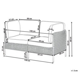 Wyld And Coco Evergarden Outdoor 2-Seater Beige Pe Rattan Sofa With Steel Frame And Removable Cushion Covers - thumbnail 4