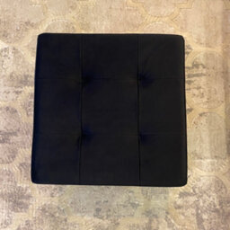 Home Luxe Interiors Black Square Foldable Brushed Velvet Storage Box Pouffe Seat Ottoman - thumbnail 2