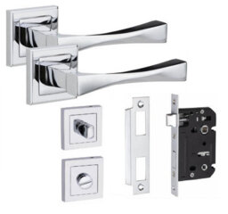 Golden Grace 1 Set Straight Astrid Design Bathroom Internal Door Handle Set Polished Chrome Finish