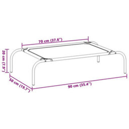 Vidaxl Elevated Dog Bed Black 90X50X20 Cm Oxford Fabric And Steel - thumbnail 3