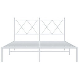 Berkfield Metal Bed Frame Without Mattress With Headboard White 140X200Cm - thumbnail 4