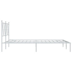 Berkfield Metal Bed Frame Without Mattress With Headboard White 140X200Cm - thumbnail 5