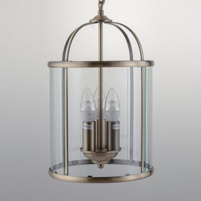 First Choice Lighting Antique Brass 3 Lamp Lantern Style Pendant - image 1