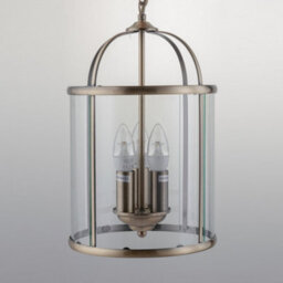 First Choice Lighting Antique Brass 3 Lamp Lantern Style Pendant - thumbnail 1