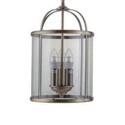 First Choice Lighting Antique Brass 3 Lamp Lantern Style Pendant - thumbnail 2