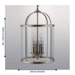 First Choice Lighting Antique Brass 3 Lamp Lantern Style Pendant - thumbnail 6