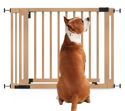 Bettacare Wooden Elegance Dog Gate, Natural, 105Cm - 113Cm, Pressure Fit Pet Gate, 73Cm Extra Wide Doorway, Easy Installation - image 1