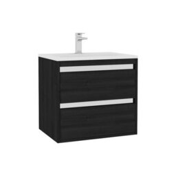 Royal Bathrooms Orion 600mm Wall Hung Bathroom Vanity Unit 2 Drawer Hale Black With Matt Stone Basin & Chrome Accent Trim - thumbnail 7