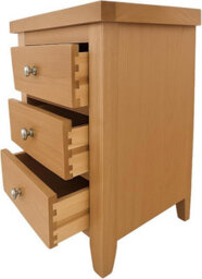 Home Furniture Group Nordale Cc02 Light Oak 3-Drawer Bedside Table Fully Assembled Modern Cabinet With Chrome Knobs - thumbnail 3