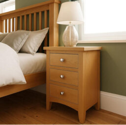Home Furniture Group Nordale Cc02 Light Oak 3-Drawer Bedside Table Fully Assembled Modern Cabinet With Chrome Knobs - thumbnail 8