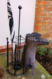 Poppy Forge Umbrella And Boot Stand - Wellie Boot Rack - Solid Steel - L30.4 X W30.4 X H83.8 Cm - Powder Coated Black - thumbnail 2