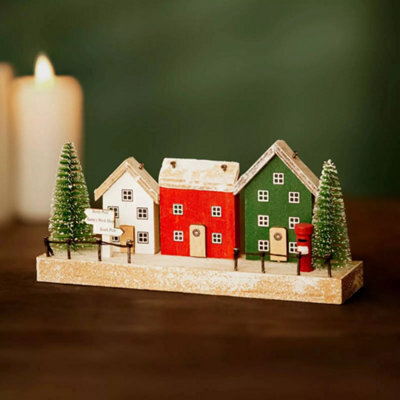 Christmas Wooden House Village Scene Decoration - image 1