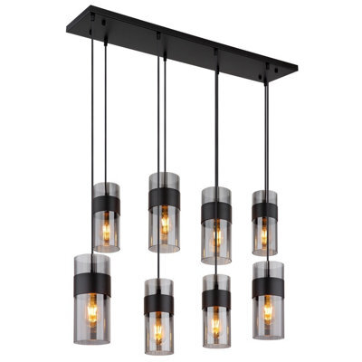 Luminosa Lighting Luminosa Scarfina Cluster Pendant Ceiling Light Matt Black Smoke Glass Shade 8X E27 - image 1