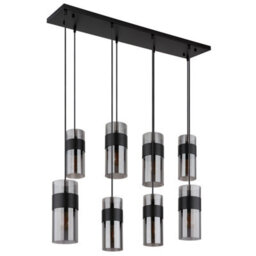 Luminosa Lighting Luminosa Scarfina Cluster Pendant Ceiling Light Matt Black Smoke Glass Shade 8X E27 - thumbnail 2