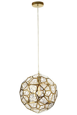 Orsina Titanium Stainless Steel Pendant Lamp, Gold Finish Geometric Ceiling Light, Single Bulb Fixture - image 1