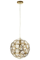 Orsina Titanium Stainless Steel Pendant Lamp, Gold Finish Geometric Ceiling Light, Single Bulb Fixture - thumbnail 3