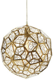 Orsina Titanium Stainless Steel Pendant Lamp, Gold Finish Geometric Ceiling Light, Single Bulb Fixture - thumbnail 2