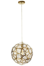 Orsina Titanium Stainless Steel Pendant Lamp, Gold Finish Geometric Ceiling Light, Single Bulb Fixture