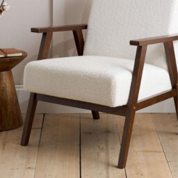 Birlea Ellwood Boucle Accent Chair Armchair White Walnut Wood - thumbnail 3