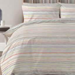 Copenhagen Home Painterly Stripe King Size Duvet Colour Set With Pillowcases - Coral - thumbnail 2