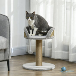 Pawhut Cat Tree With Scratching Post For Indoor Kitten Grey