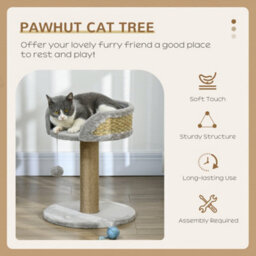 Pawhut Cat Tree With Scratching Post For Indoor Kitten Grey - thumbnail 4