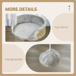 Pawhut Cat Tree With Scratching Post For Indoor Kitten Grey - thumbnail 6