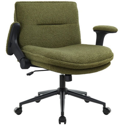Green Accent Chair With Flip-Up Arms Ergonomic Adjustable Height & Wheels - image 1