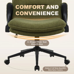Green Accent Chair With Flip-Up Arms Ergonomic Adjustable Height & Wheels - thumbnail 6