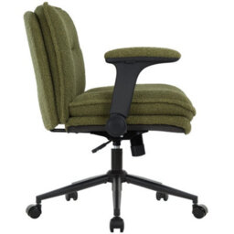 Green Accent Chair With Flip-Up Arms Ergonomic Adjustable Height & Wheels - thumbnail 2