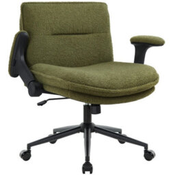Green Accent Chair With Flip-Up Arms Ergonomic Adjustable Height & Wheels - thumbnail 1