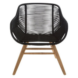 Orsina Black Rope Armchair, Back And Armrest Garden Chair, Eco-Friendly Rope Desk Chair, Lightweight Dining Chair - thumbnail 7