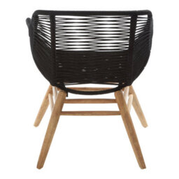 Orsina Black Rope Armchair, Back And Armrest Garden Chair, Eco-Friendly Rope Desk Chair, Lightweight Dining Chair - thumbnail 5