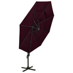 Walplus 4-Tier Garden Parasol With Aluminium Pole Bordeaux Red 3X3 M - thumbnail 3