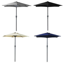 Charles Bentley 2M Garden Patio Market Umbrella Parasol Crank Function Beige - thumbnail 4