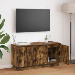 Berkfield Tv Cabinet Smoked Oak 100X38X49 Cm Engineered Wood - thumbnail 1