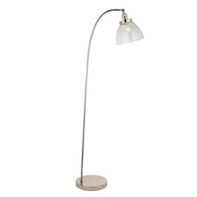 Luminosa Lighting Luminosa Hansen Task Floor Lamp Bright Nickel Plate, Clear Glass, 1X E27 - image 1