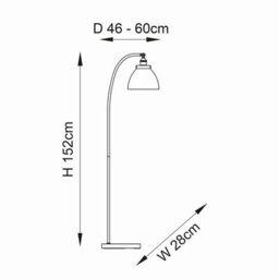 Luminosa Lighting Luminosa Hansen Task Floor Lamp Bright Nickel Plate, Clear Glass, 1X E27 - thumbnail 8