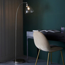 Luminosa Lighting Luminosa Hansen Task Floor Lamp Bright Nickel Plate, Clear Glass, 1X E27 - thumbnail 2
