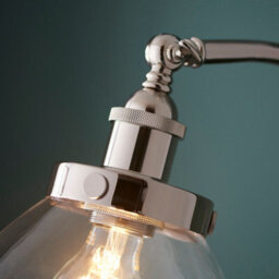Luminosa Lighting Luminosa Hansen Task Floor Lamp Bright Nickel Plate, Clear Glass, 1X E27 - thumbnail 6