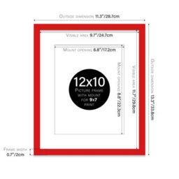 "12X10"" Red Frame With Mount For 9X7"" Pictures 20mm Thin Edge Portrait And Landscape Display With Wall Hooks And Kickstand" - thumbnail 2
