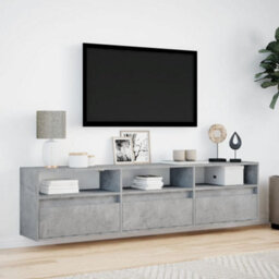 Berkfield Durable Tv Wall Cabinet With Led Concrete Grey 180X31X45 Cm - thumbnail 4