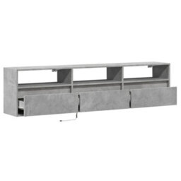 Berkfield Durable Tv Wall Cabinet With Led Concrete Grey 180X31X45 Cm - thumbnail 9