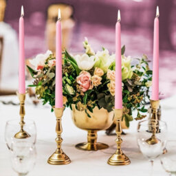 Taper Dinner Candles, Non-Drip Long Candles, 7 Hour Burn Time, Paraffin Wax, Cotton Wicks, Unscented, Pink, 50 Pack - thumbnail 8